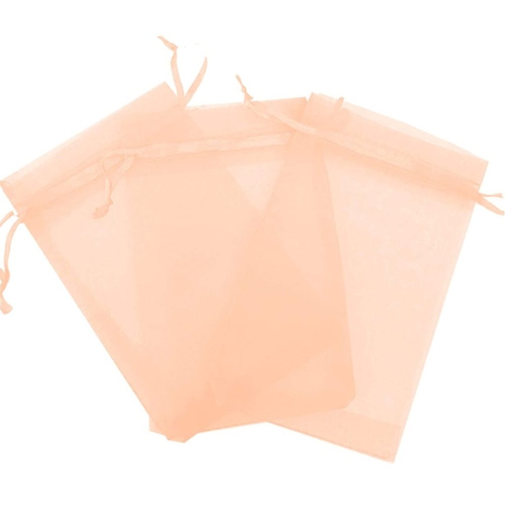 20 Peach Sheer Drawstring 4x6 Organza Bags